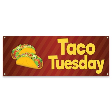 SIGNMISSION Taco Tuesday Banner Concession Stand Food Truck Single Sided B-30161